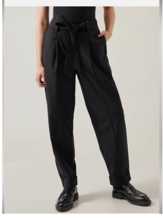 Athleta Pants - ATHLETA Cartiff Pant Black Tie Waist Cuffed Track Pants Size 14 Tall